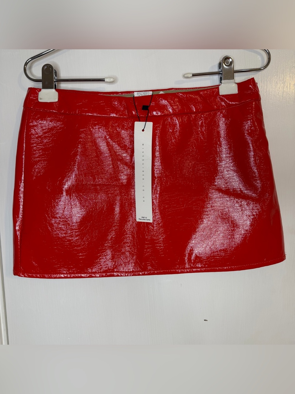Glossy red faux leather micro mini ❤️ NWT Missguided, size S